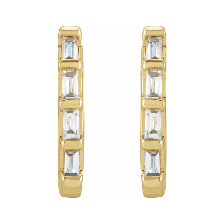 Diamond Accented Gold Huggie Earrings