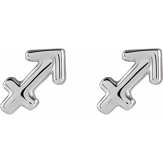 Gold 14k Zodiac Earrings Sagittarius