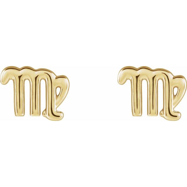 Gold 14k Zodiac Earrings Virgo