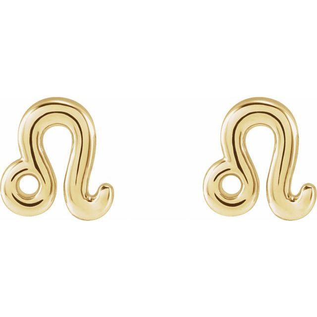 Gold 14k Zodiac Earrings Leo