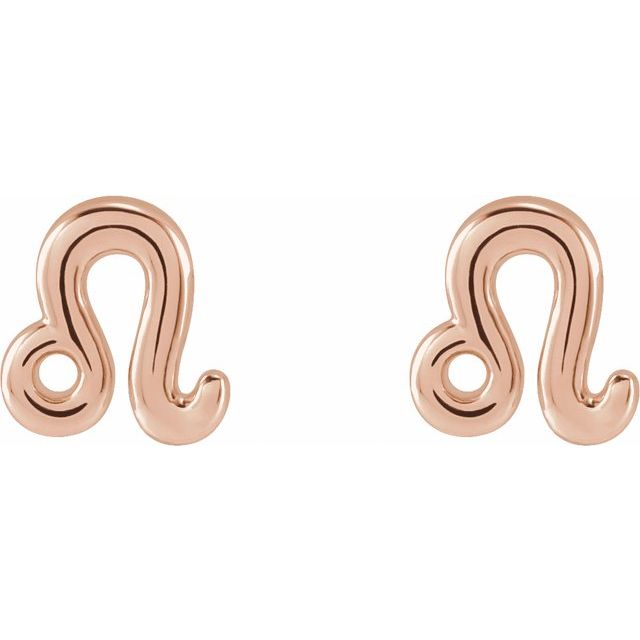 Gold 14k Zodiac Earrings Leo