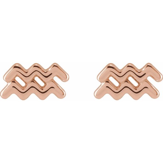 Gold 14k Zodiac Earrings Aquarius