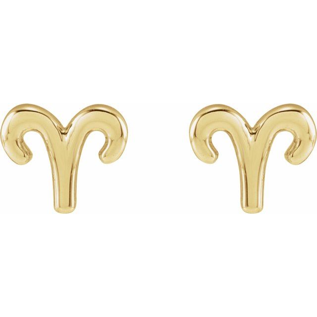 Gold 14k Zodiac Earrings Aries