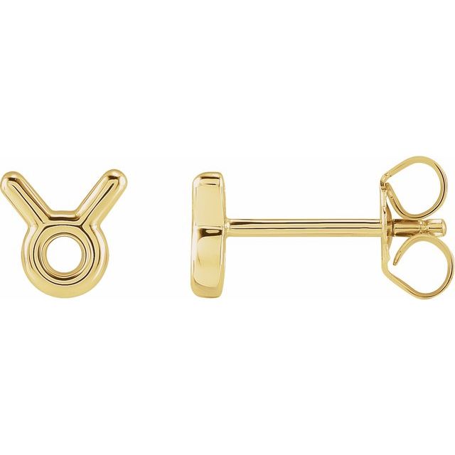 Gold 14k Zodiac Earrings Taurus