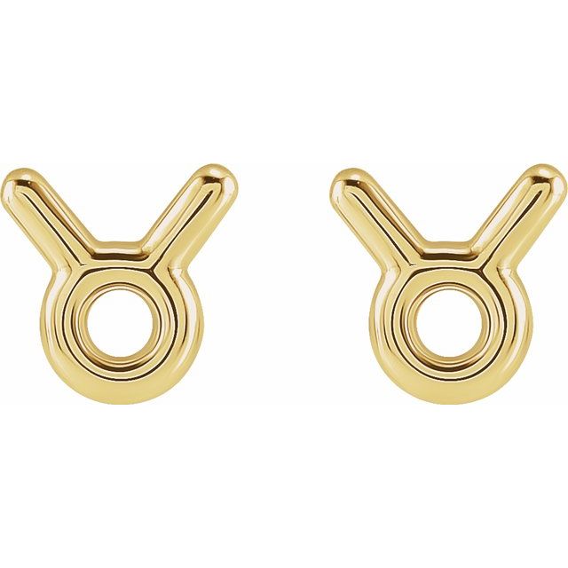 Gold 14k Zodiac Earrings Taurus