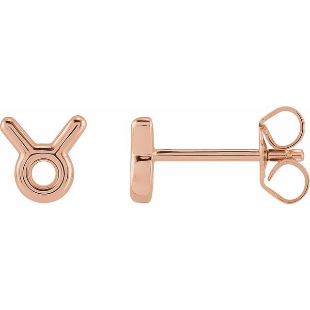 Gold 14k Zodiac Earrings Taurus