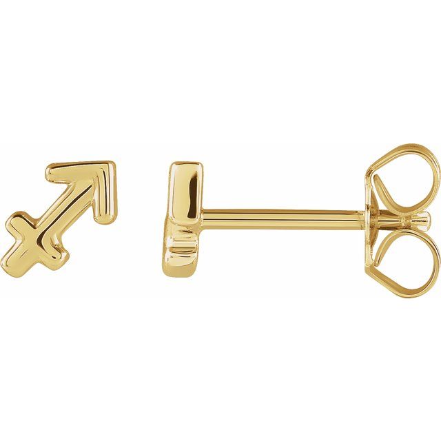 Gold 14k Zodiac Earrings Sagittarius