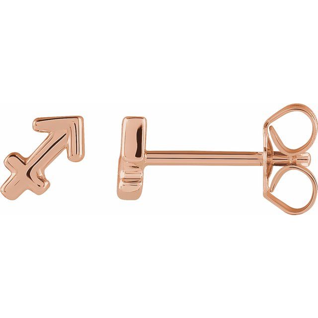 Gold 14k Zodiac Earrings Sagittarius