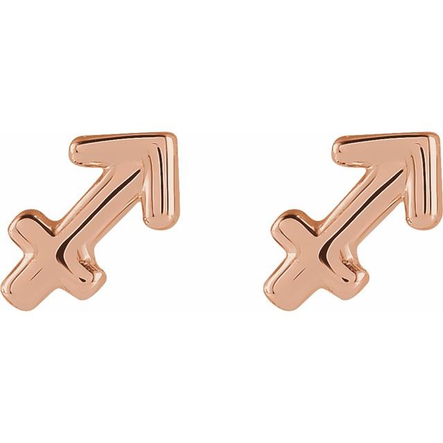 Gold 14k Zodiac Earrings Sagittarius