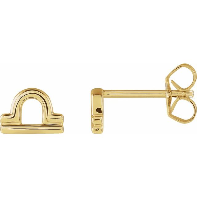 Gold 14k Zodiac Earrings Libra