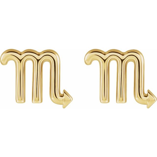 Gold 14k Zodiac Earrings Scorpio
