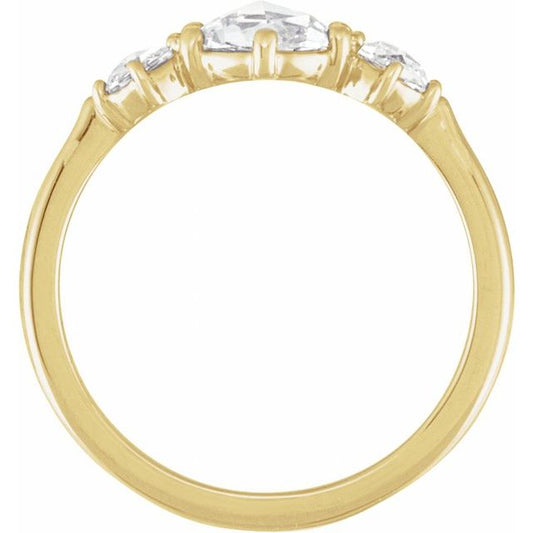 Rose-Cut Diamond Three-Stone Engagement Ring