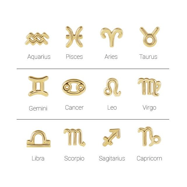 Gold 14k Zodiac Earrings Aquarius