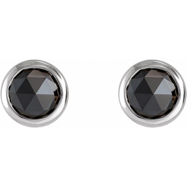 Black Rose Cut, Natural Diamond Bezel-Set Earrings