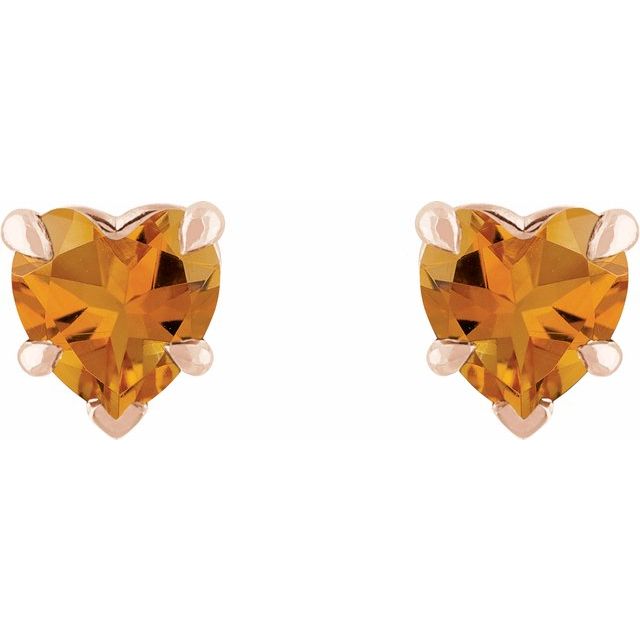 Heart-Shape Gemstone Stud Earrings