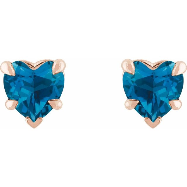 Heart-Shape Gemstone Stud Earrings