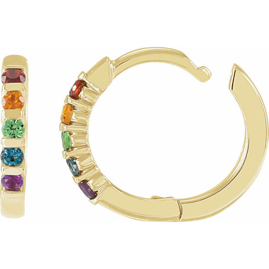 Multi-Gemstone Rainbow Huggie Earrings