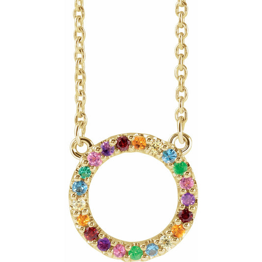 Multi-Gemstone Rainbow Circle Necklace
