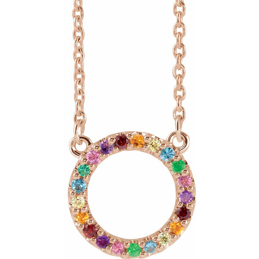 Multi-Gemstone Rainbow Circle Necklace