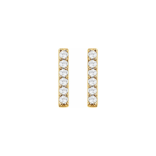 Diamond Bar Earrings 14K Gold