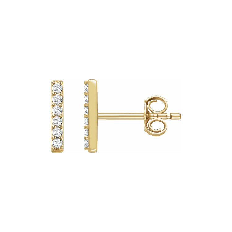 Diamond Bar Earrings 14K Gold