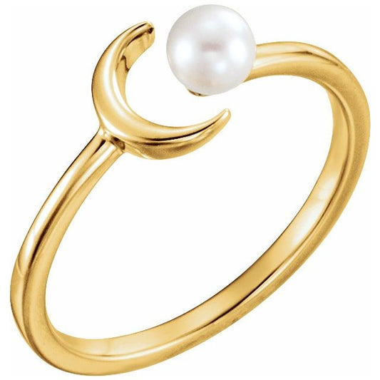 Freshwater Pearl Crescent Moon Ring