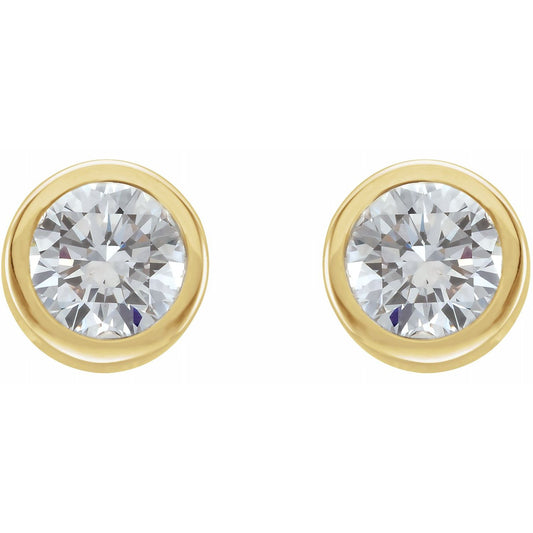 Bezel Cut Yellow Gold Diamond Earrings