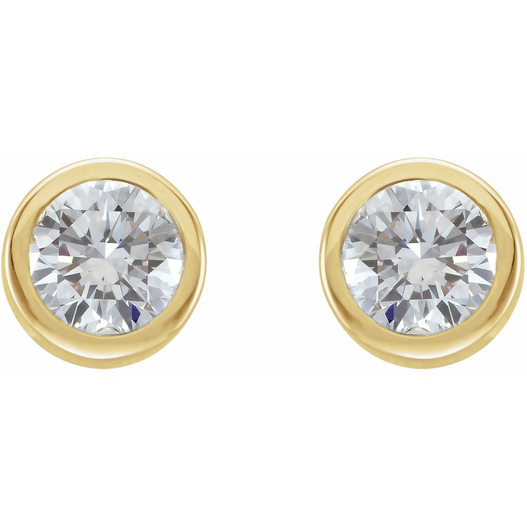 Bezel Cut Yellow Gold Diamond Earrings