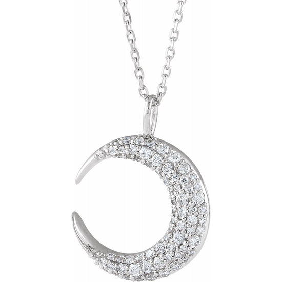 Blue Rubi  Diamond Crescent Moon Pendant Necklace