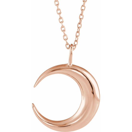 Blue Rubi Crescent Moon Pendant Necklace in 14 K Gold