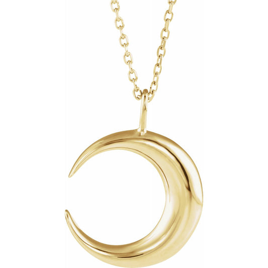 Blue Rubi Crescent Moon Pendant Necklace in 14 K Gold