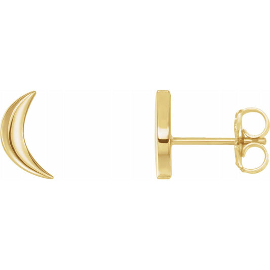 Crescent Moon Gold Stud Earrings