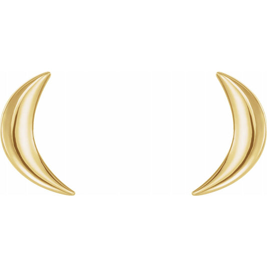 Crescent Moon Gold Stud Earrings