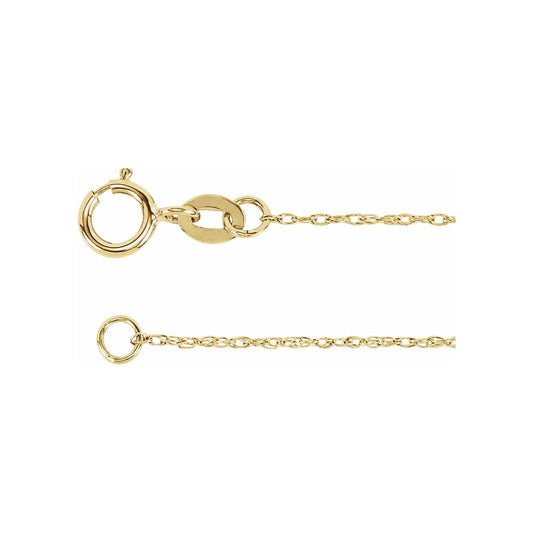 Blue Rubi 18K Yellow Gold 1 mm Solid Rope Chain