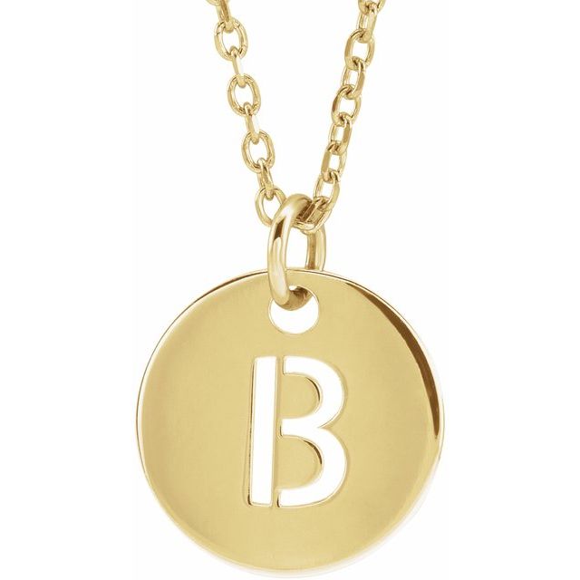 Gold Initial Disc Necklac