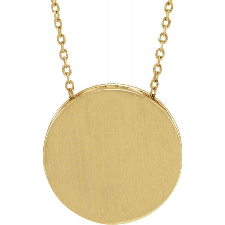 Blue Rubi Engravable Scroll Disc Necklace