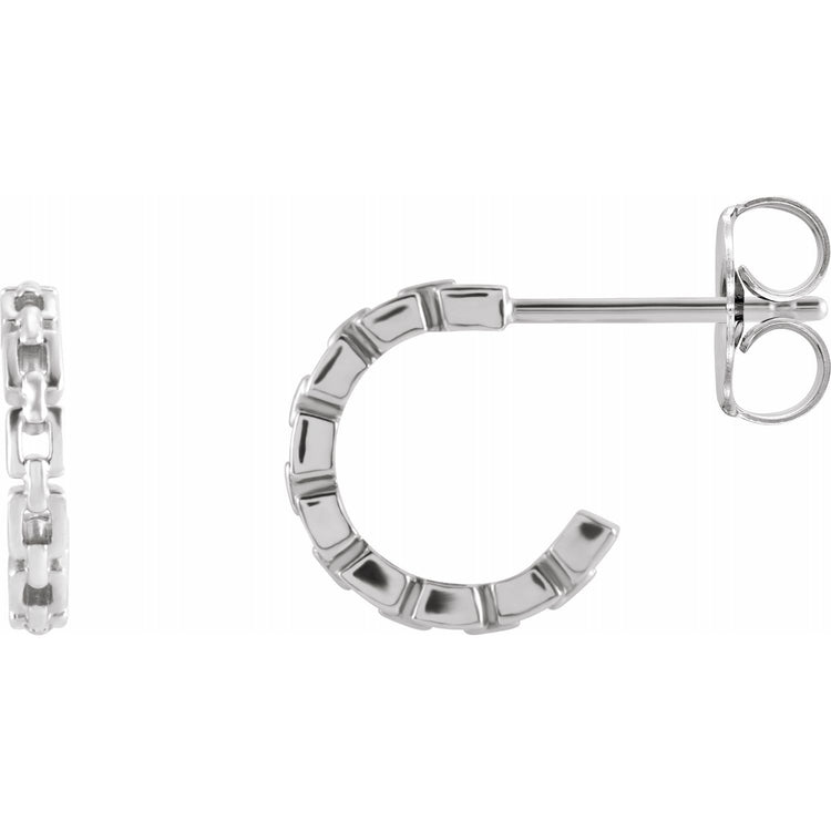 14K Chain Link Huggie Earrings