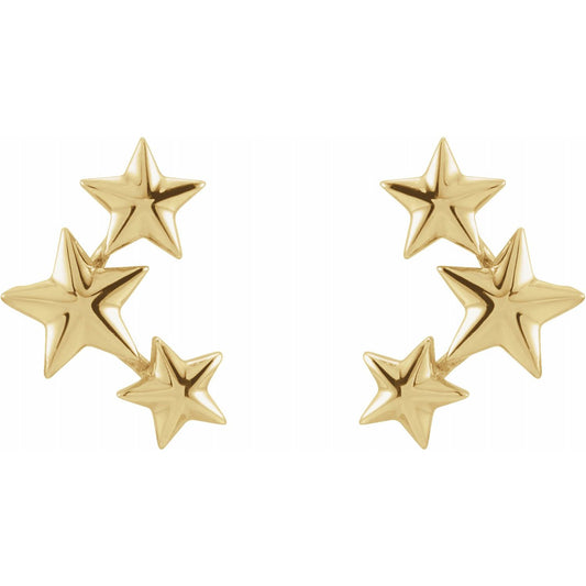 Gold Star Climber Earrings