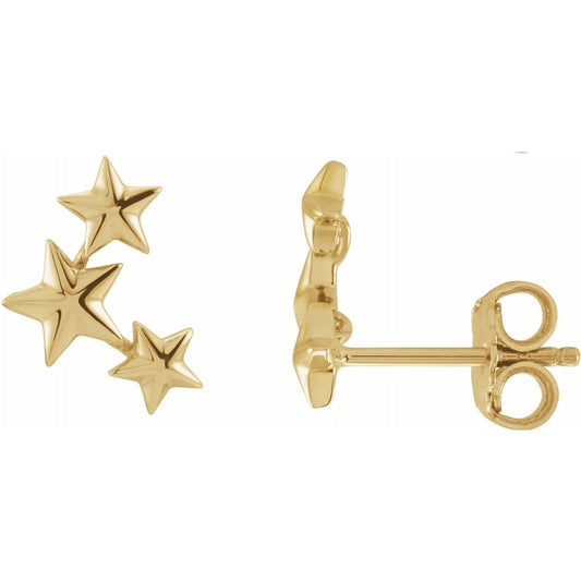 Gold Star Climber Earrings