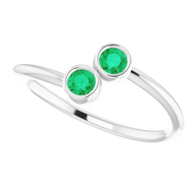 Emerald Two-Stone Stackable Ring