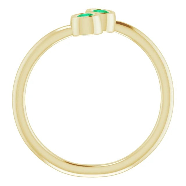 Emerald Two-Stone Stackable Ring