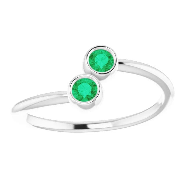 Emerald Two-Stone Stackable Ring