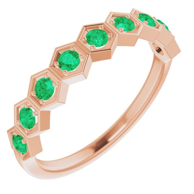 Hexagon Emerald Stackable Ring