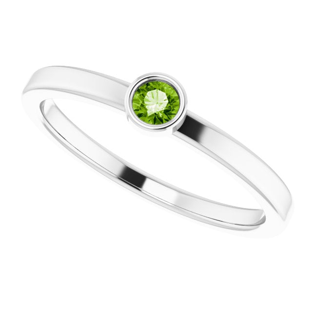 August Birthstone Natural Peridot 14K Gold Stackable Ring