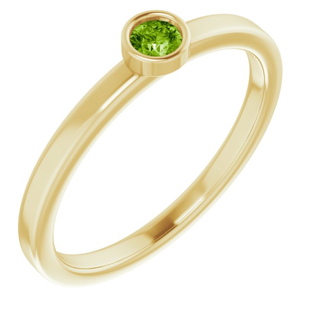 August Birthstone Natural Peridot 14K Gold Stackable Ring