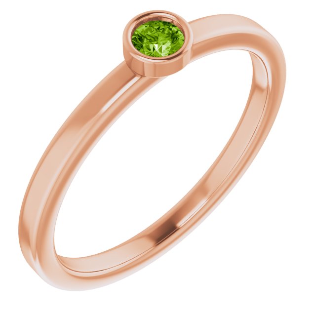 August Birthstone Natural Peridot 14K Gold Stackable Ring