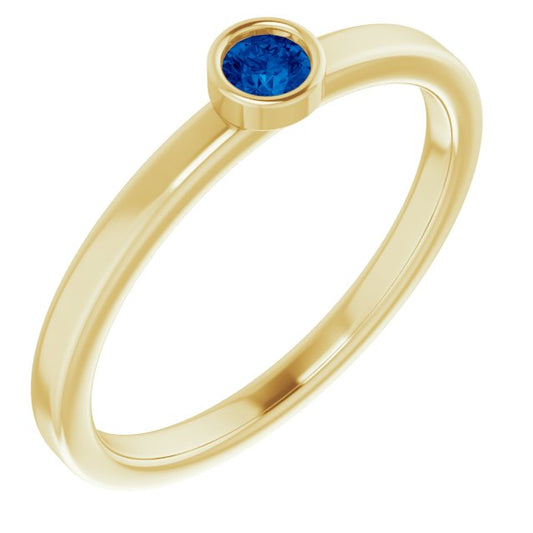 September Birthstone Natural Sapphire Gold Ring