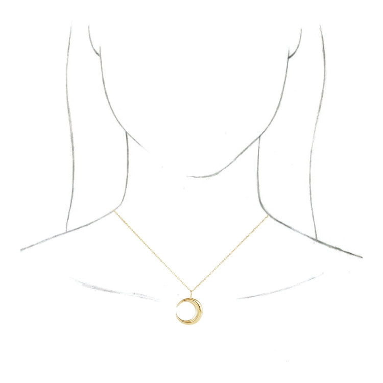 Blue Rubi Crescent Moon Pendant Necklace in 14 K Gold