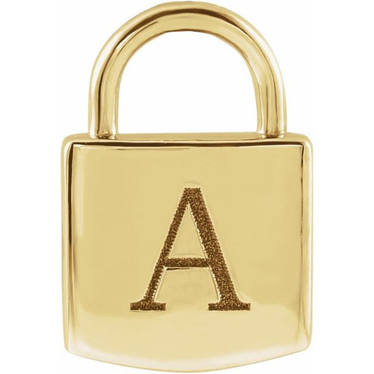 Engravable 14k Gold Lock Pendant