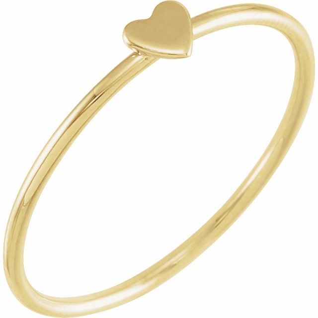 Stackable Yellow Gold Heart Ring